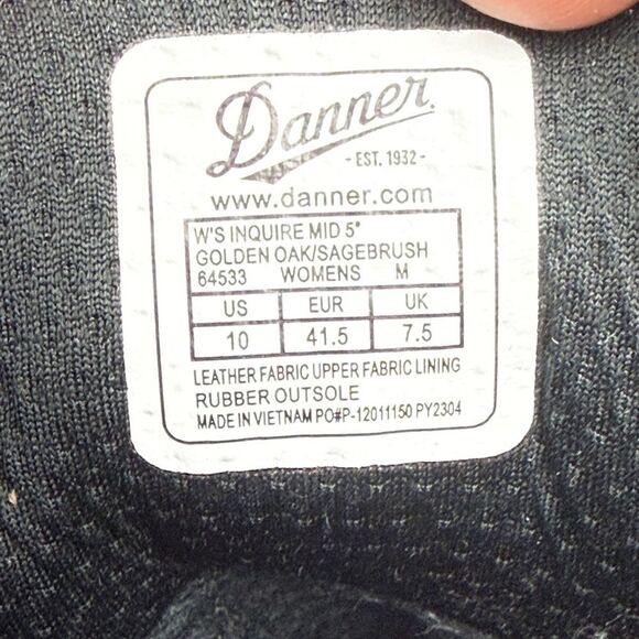 Danner Inquire Mid 5” Women’s Sz 10 Golden Oak SageBrush Vibram Hiking Boots - Picture 6 of 12